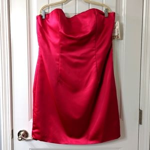 Strapless Satin Fuschia Party Dress